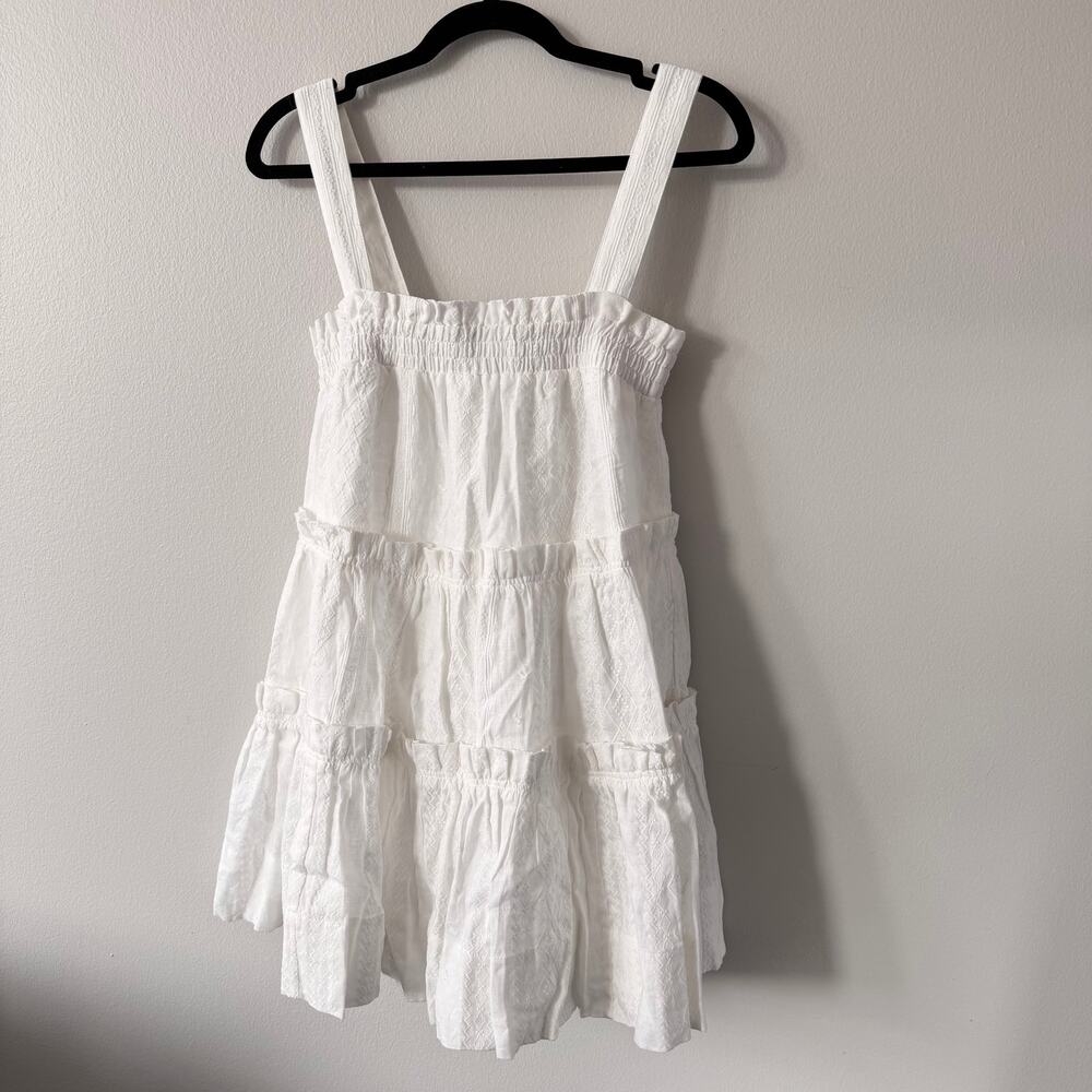 Shona Joy Cosmo Tiered Linen Mini Dress XS White NWT Resort Summer - Picture 3 of 10